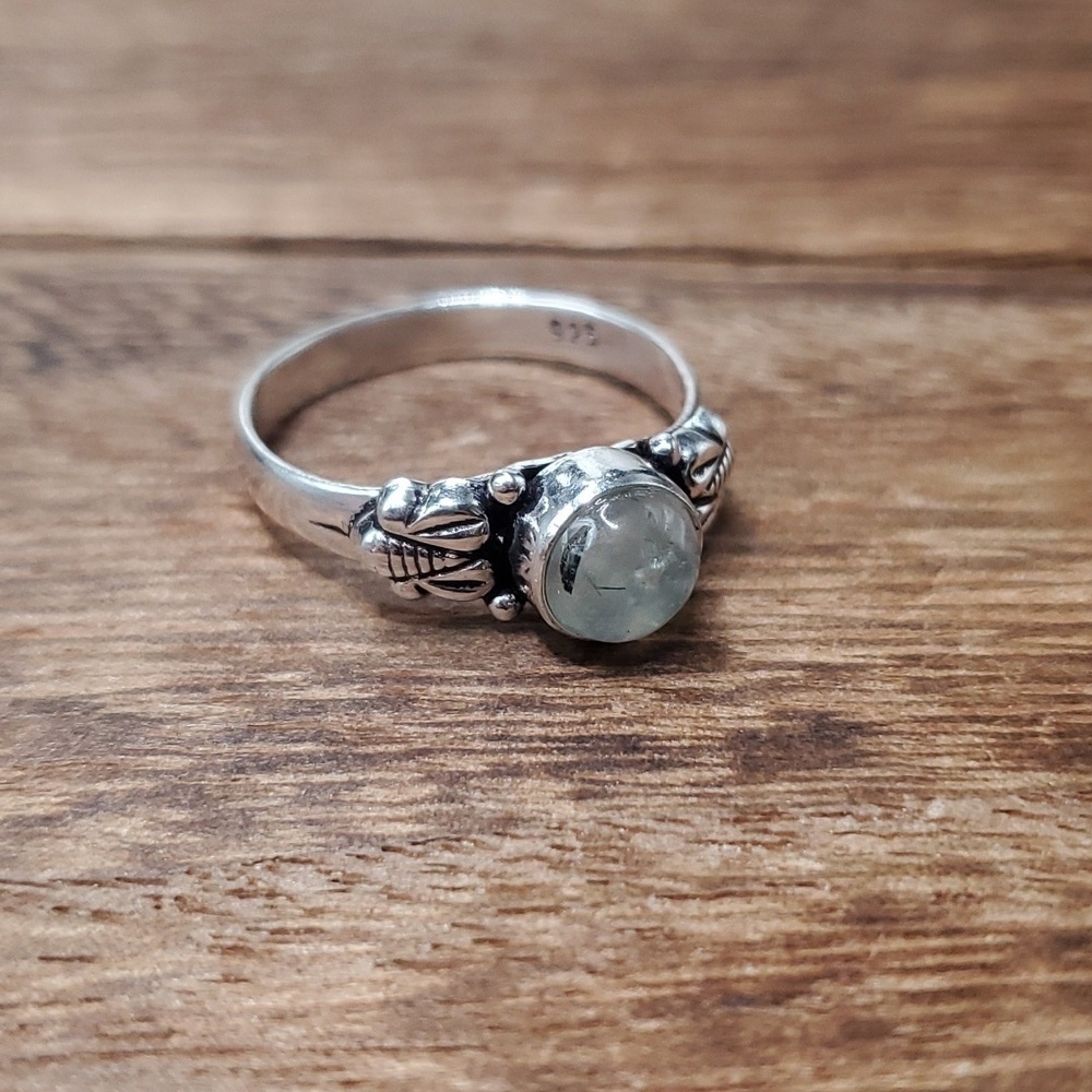 Size 9 R220 aquamarine sterling silverβ antique ring 925